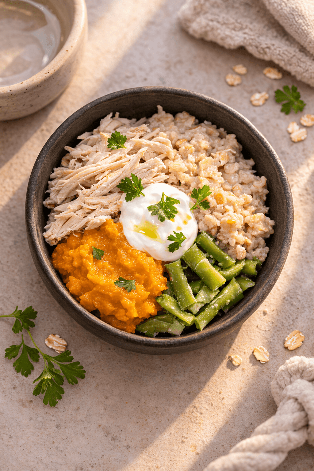 Chicken and oatmeal gut support bowl