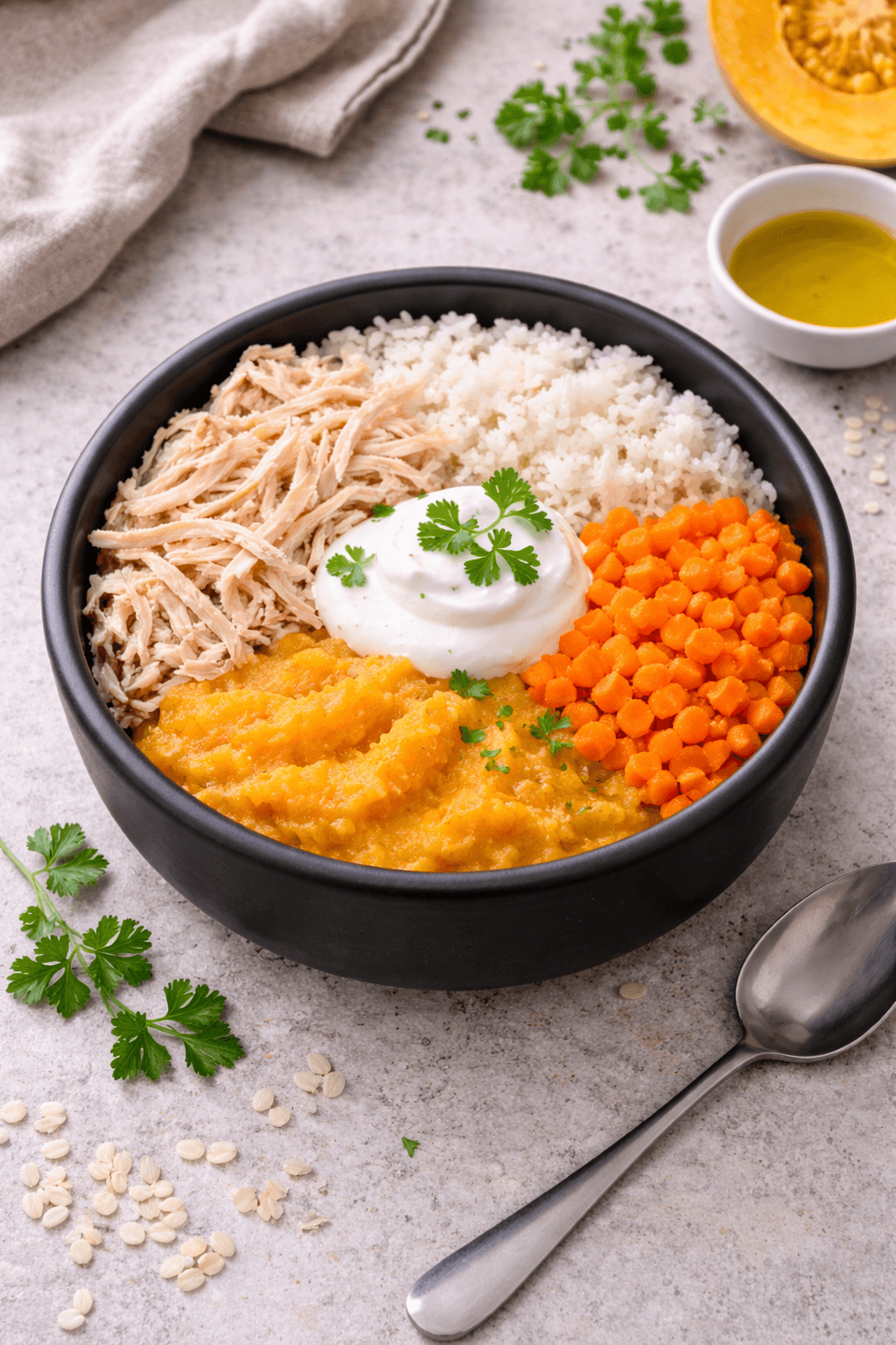 Chicken and rice digestive bowl